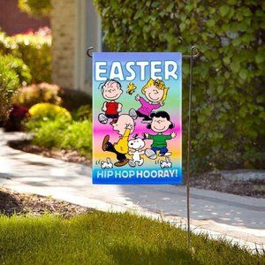 SNOOPY PEANUTS GANG Flag "Hip Hop Hooray" Garden Flag 12"X18" Lucy Sally 10407 N